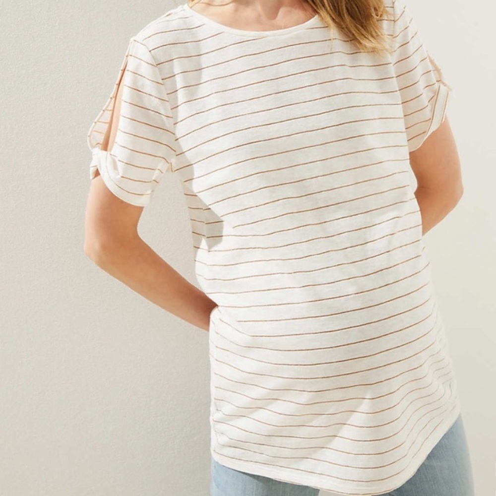 LOFT Maternity Stripe Tee with Twist Sleeves